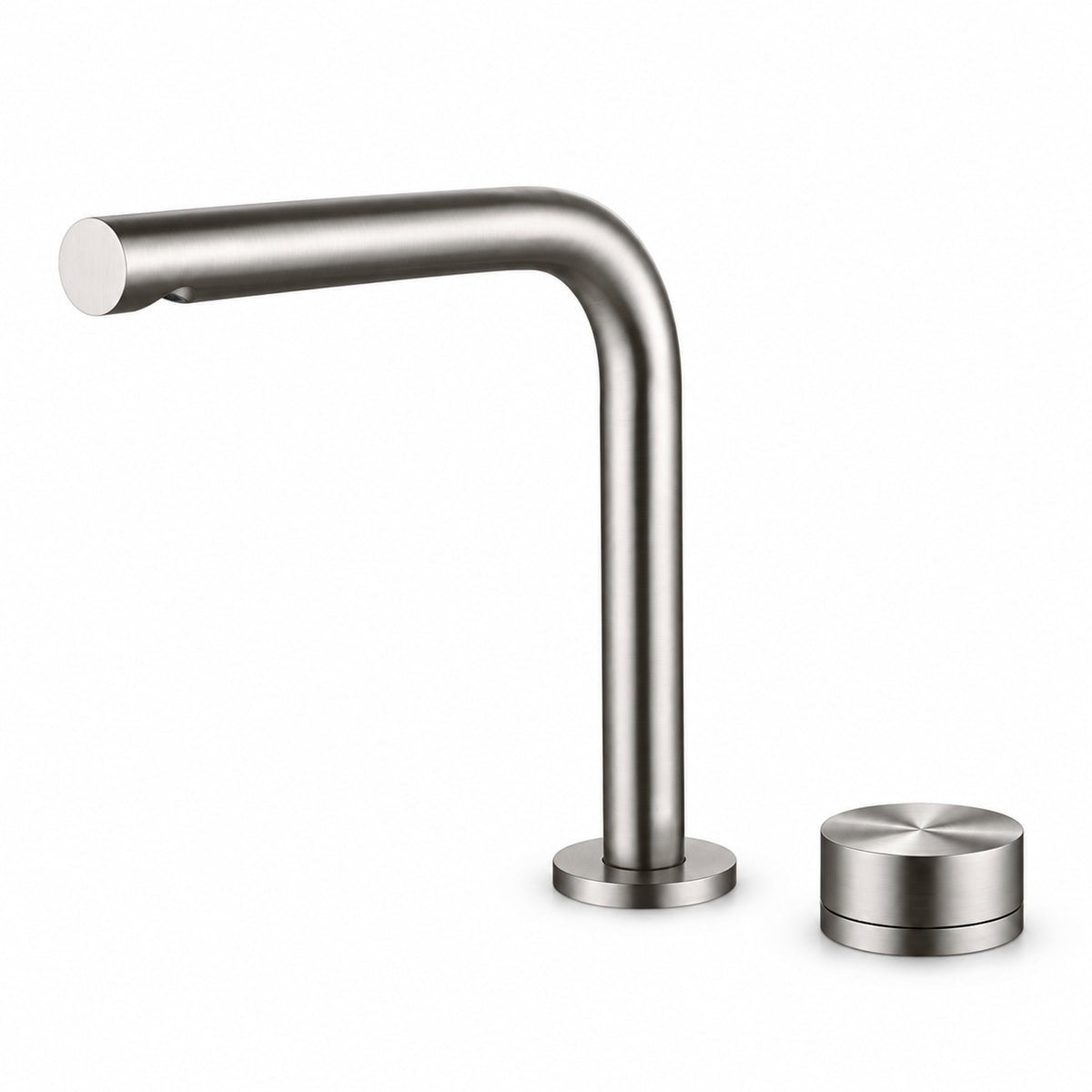 FILER brushed silver brass two-hole basin faucet — white-background product view
