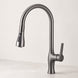 Gunmetal gray high-arc three-mode pull-down kitchen faucet