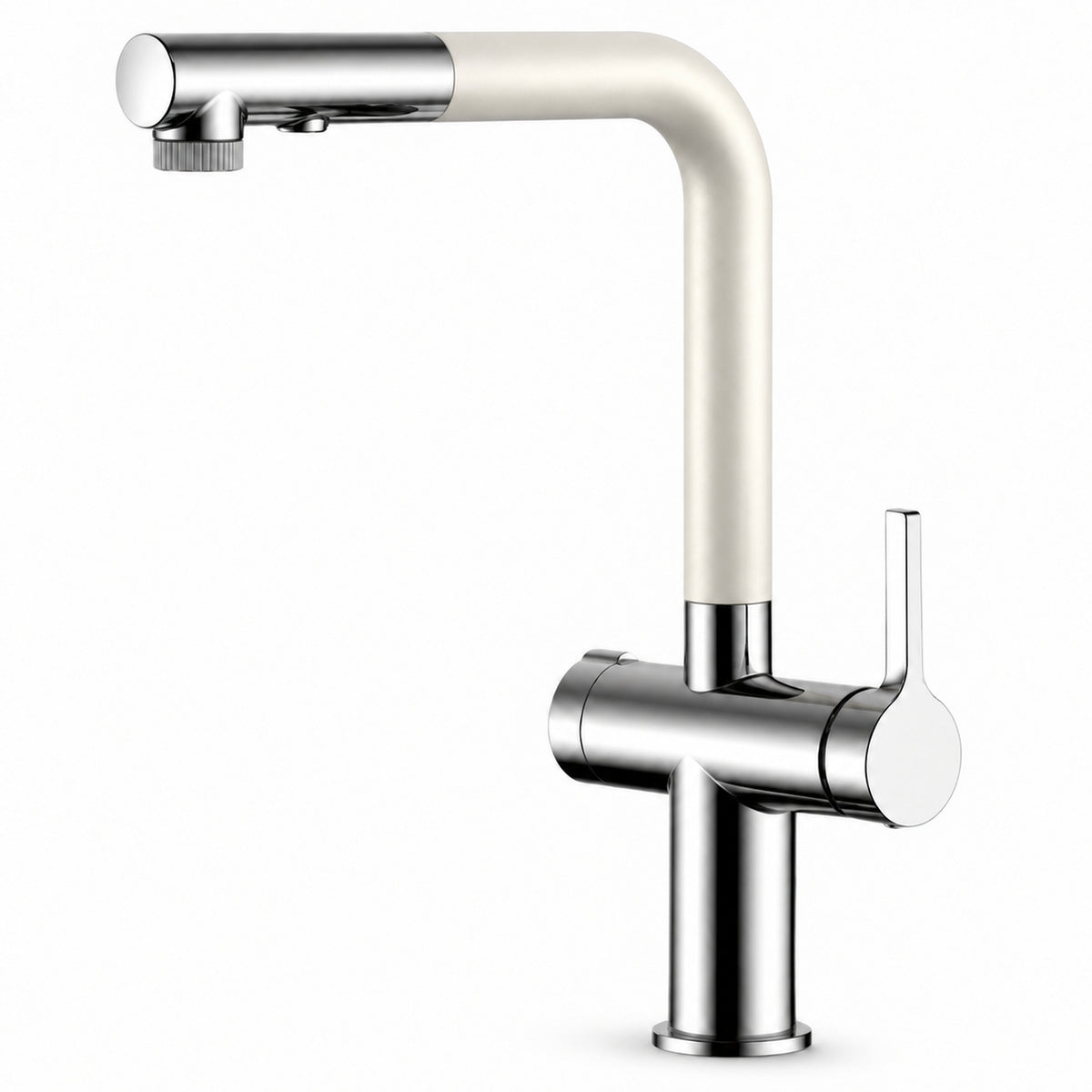 FILER Pull-Out Kitchen Faucet with Optional Filtered-Water Outlet — Upgraded 3-in-1 / Cream White — white-background product view