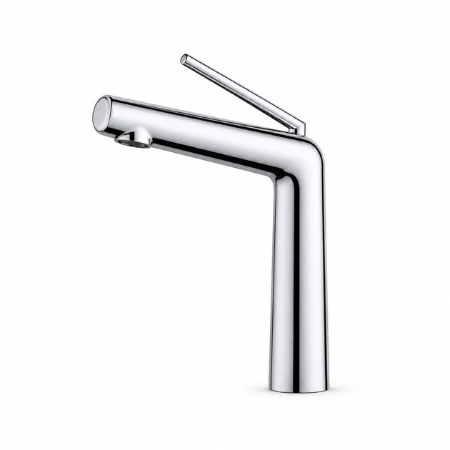 FILER modern solid-brass basin faucet in Polished Chrome on white background