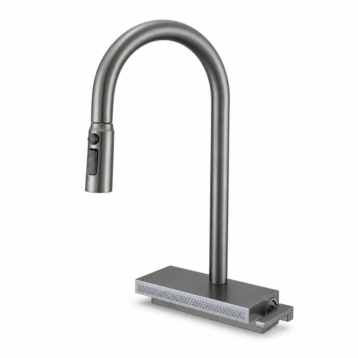 FILER gunmetal rain-curtain pull-out kitchen faucet on white background