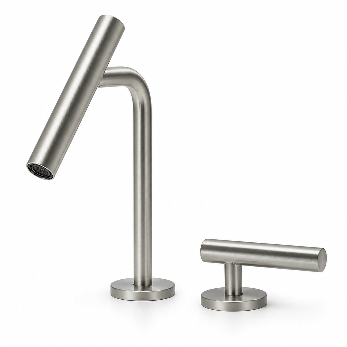 FILER Y2 Two-Hole Basin Faucet with Separate Control — Right / Brushed Silver — white-background product view