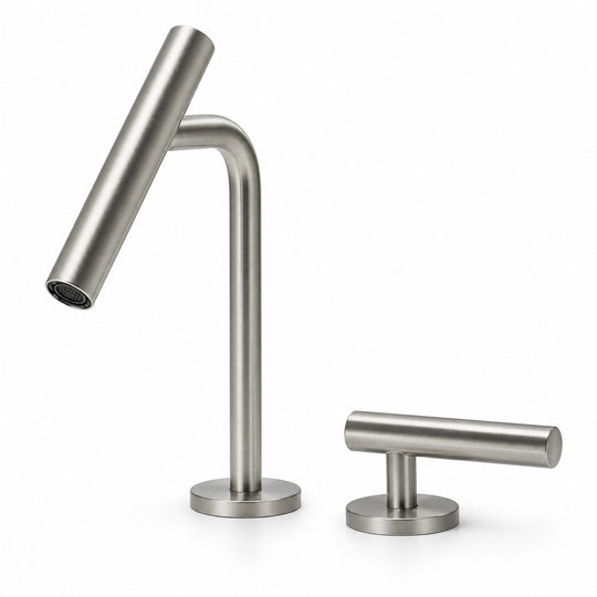 FILER Y2 Two-Hole Basin Faucet with Separate Control — Right / Brushed Silver — white-background product view