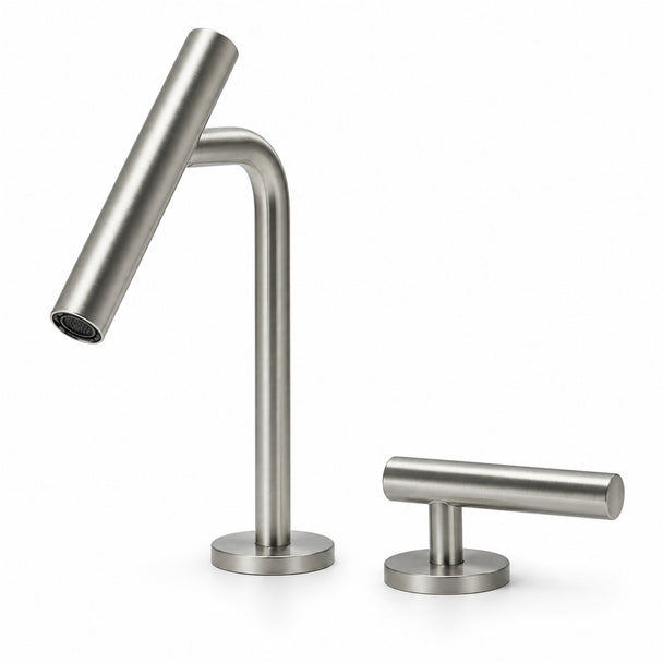 FILER Y2 Two-Hole Basin Faucet with Separate Control — Right / Brushed Silver — white-background product view