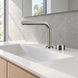 FILER brushed silver brass two-hole basin faucet — installed basin close-up
