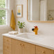 FILER Golden Dog Standard basin faucet centered in a family bathroom