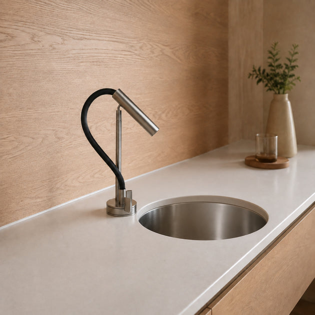 FILER flexible-neck dual-mode basin faucet with undermount stainless-steel basin