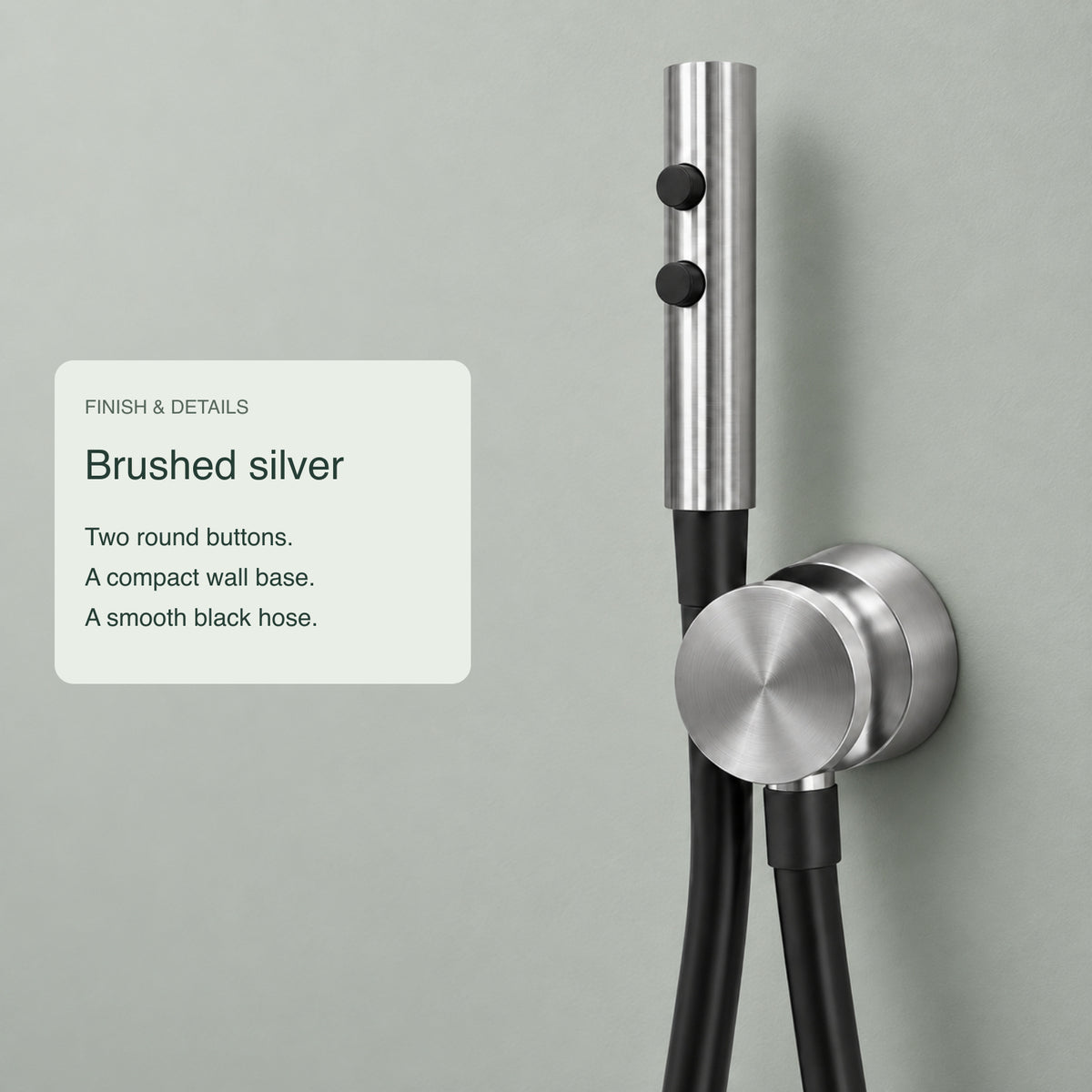 FILER P2 Dual-Button Bidet Sprayer with 1.5 m Hose — brushed-silver finish detail