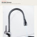 Pull-down kitchen faucet showing the aerated-stream water mode
