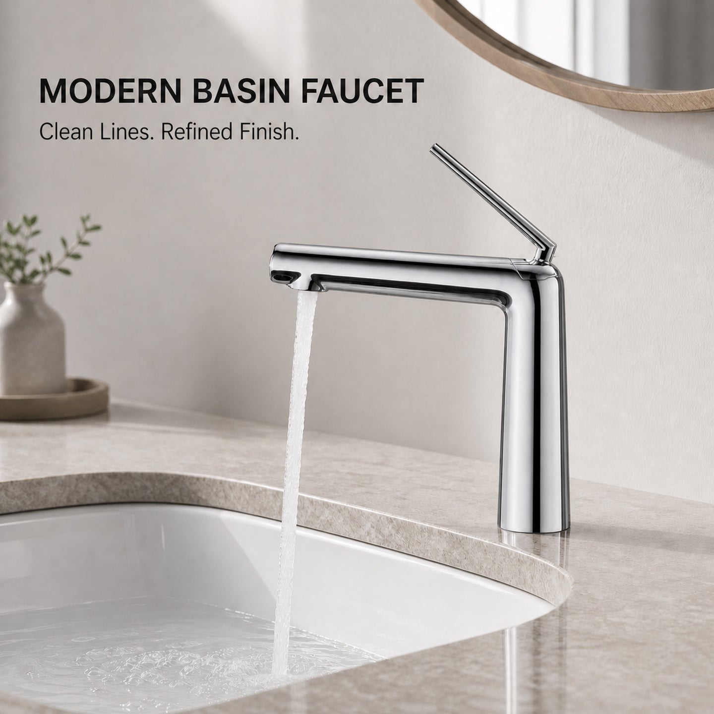 FILER modern Polished Chrome basin faucet with focused water flow