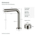 FILER brushed silver brass two-hole basin faucet — dimensions and mounting-hole guide