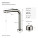 FILER brushed silver brass two-hole basin faucet — dimensions and mounting-hole guide