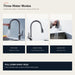 Comparison of three water modes on the pull-down kitchen faucet