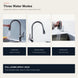 Comparison of three water modes on the pull-down kitchen faucet