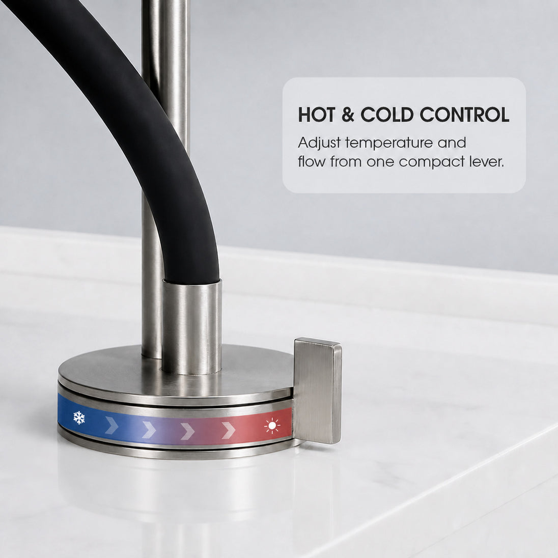 FILER flexible-neck basin faucet hot and cold control with temperature indicator