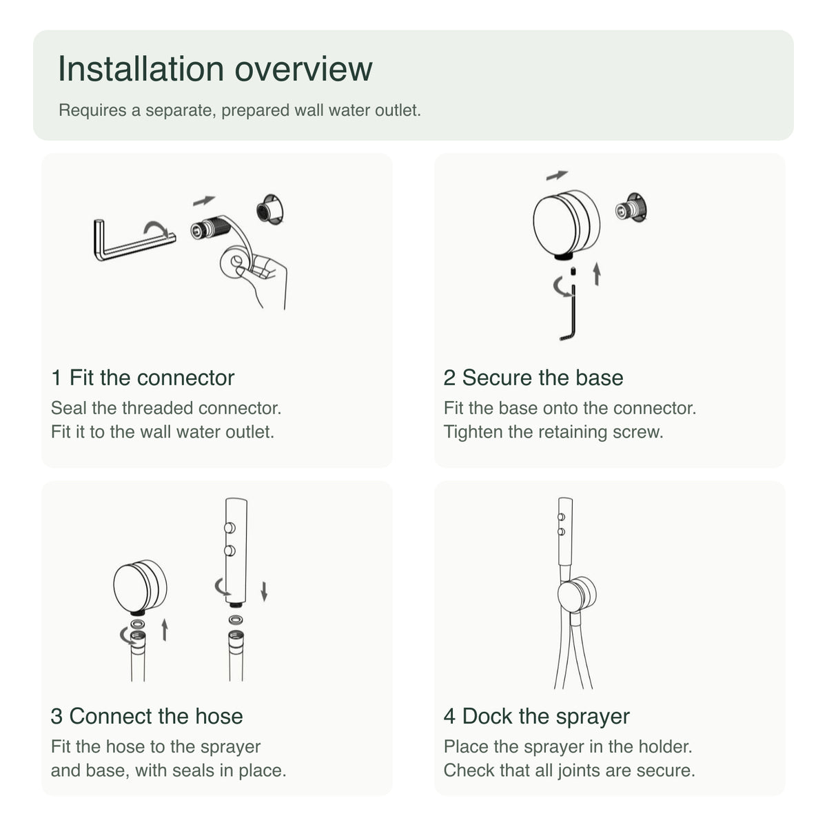 FILER P2 Dual-Button Bidet Sprayer with 1.5 m Hose — installation guidance