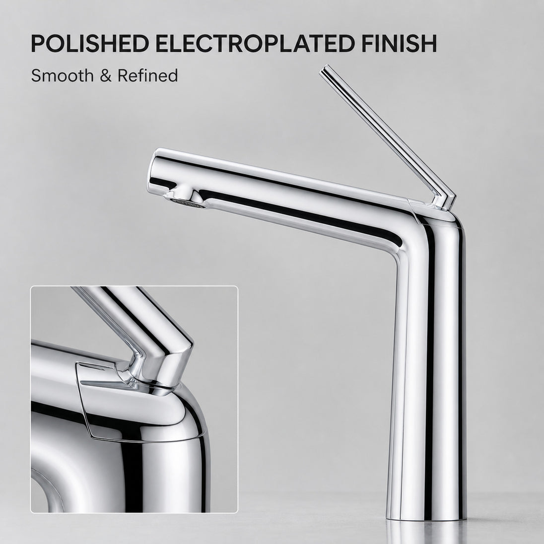 FILER Polished Chrome basin faucet electroplated finish detail