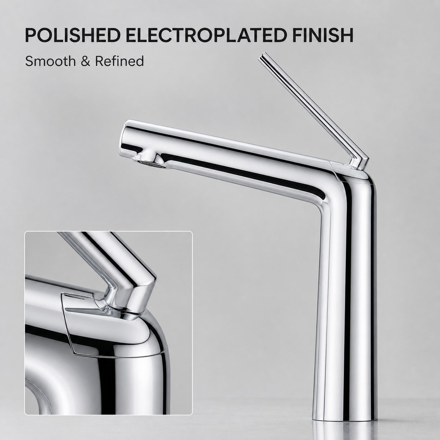 FILER Polished Chrome basin faucet electroplated finish detail
