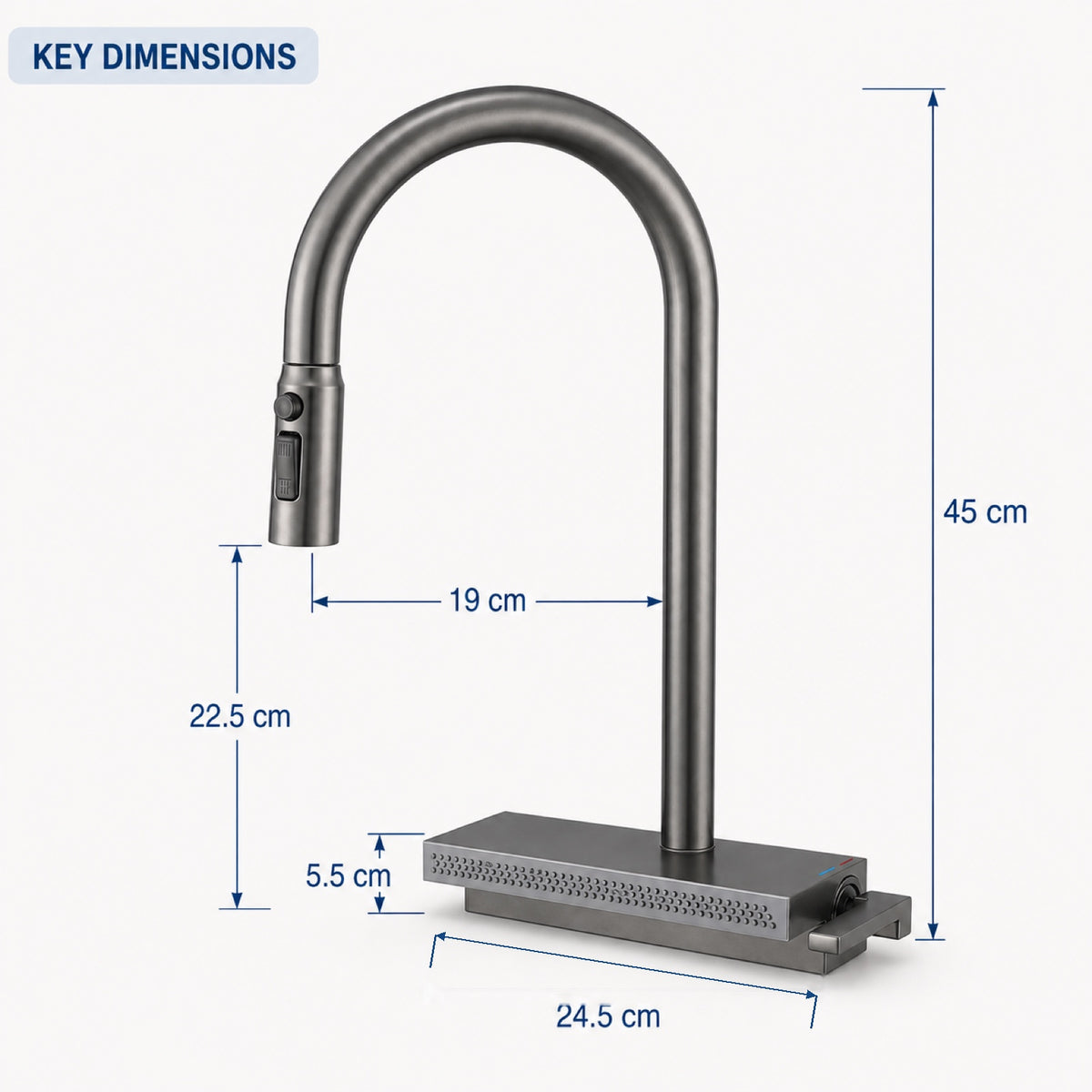 FILER LY-003 kitchen faucet key dimensions diagram