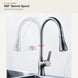 Kitchen faucet demonstrating 360-degree swivel coverage