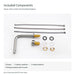 FILER brushed silver brass two-hole basin faucet — included hoses and mounting components