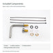 FILER brushed silver brass two-hole basin faucet — included hoses and mounting components