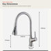 Pull-down kitchen faucet dimensions and installation measurements