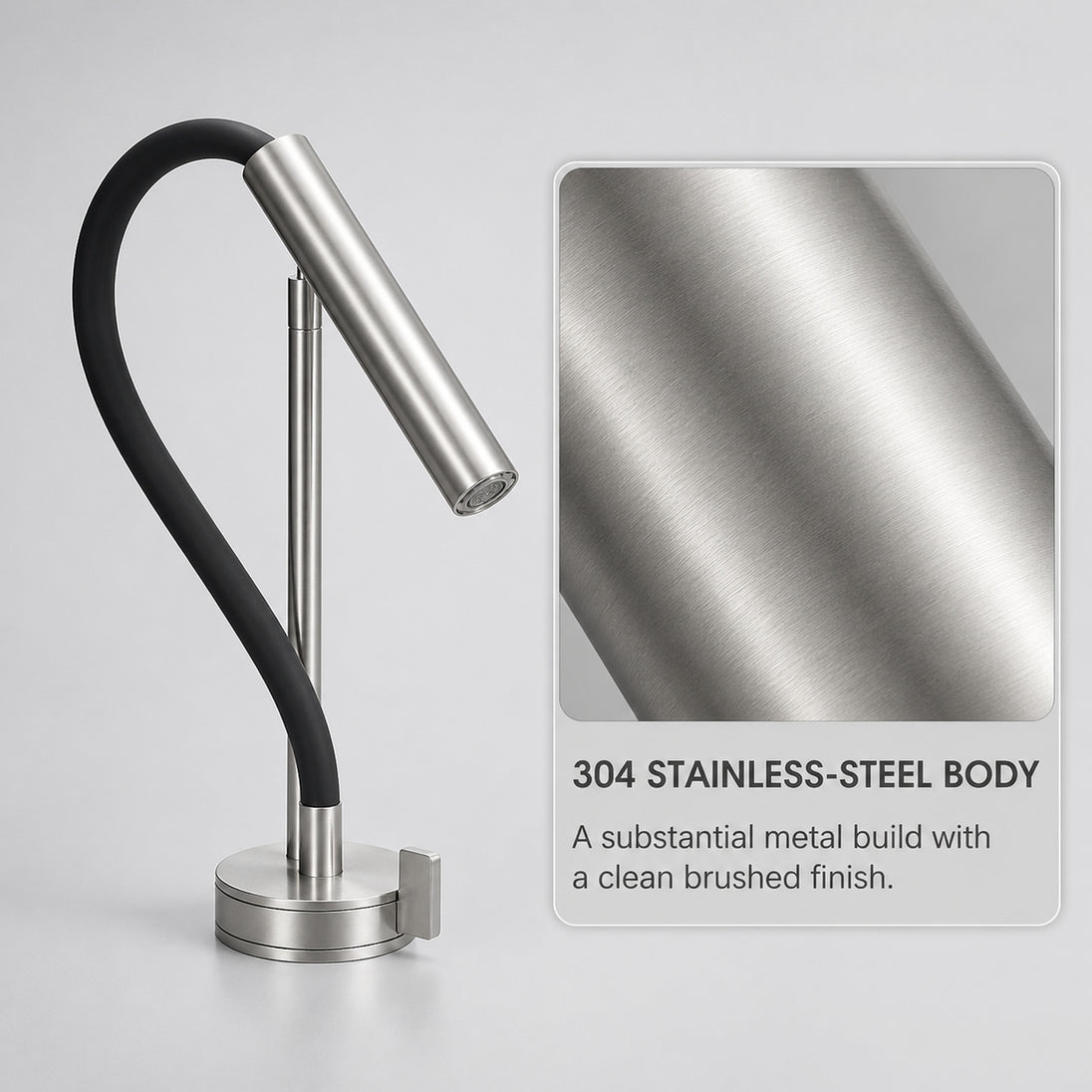 FILER flexible-neck basin faucet 304 stainless-steel body