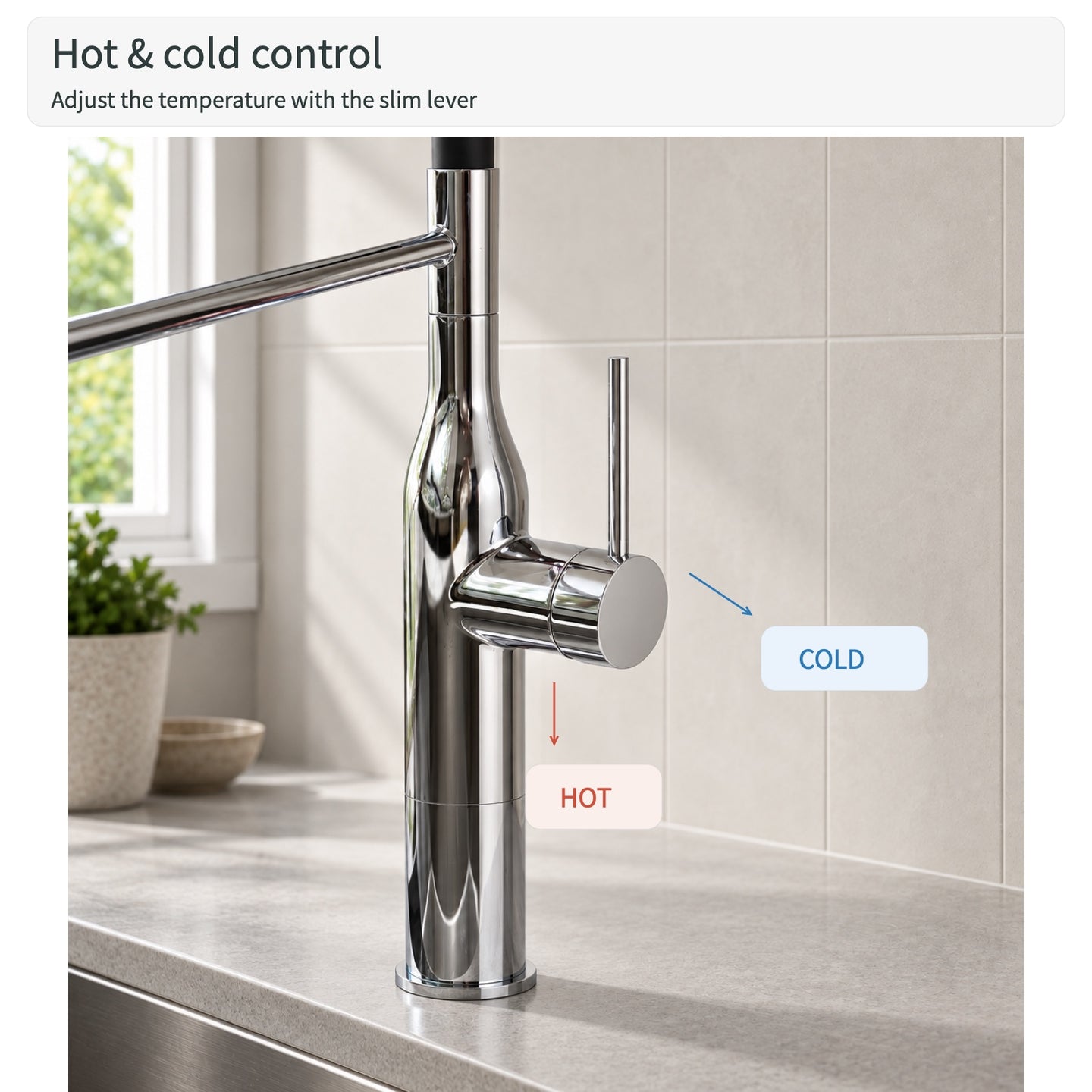 FILER L3 hot and cold lever control with red and blue indicators