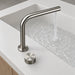 FILER brushed silver brass two-hole basin faucet — rear overhead running-water view