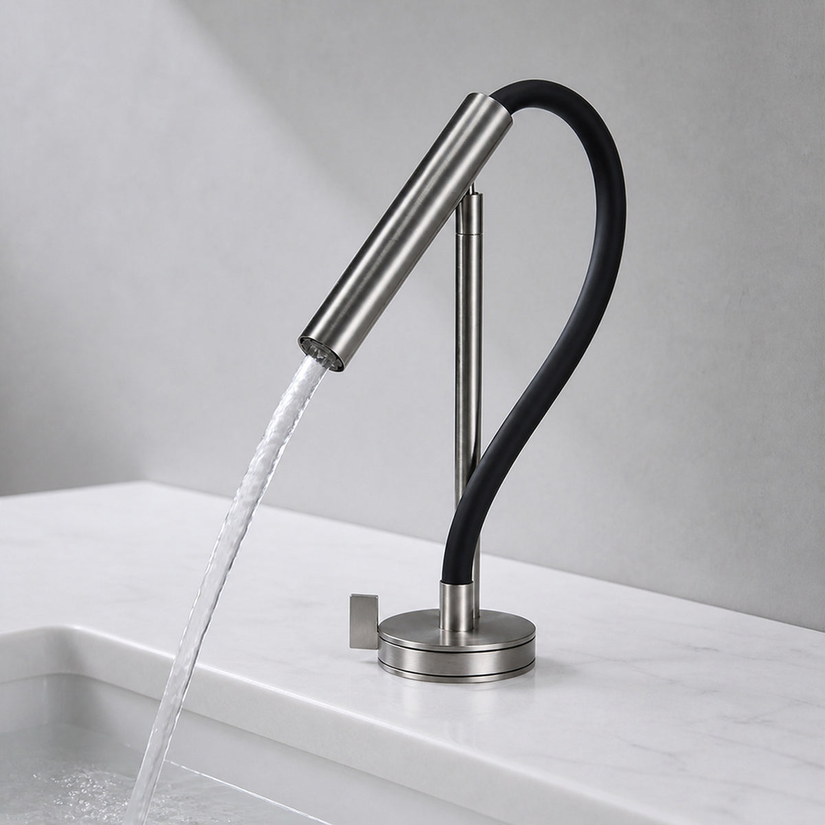 FILER flexible-neck basin faucet smooth stream in neutral bathroom