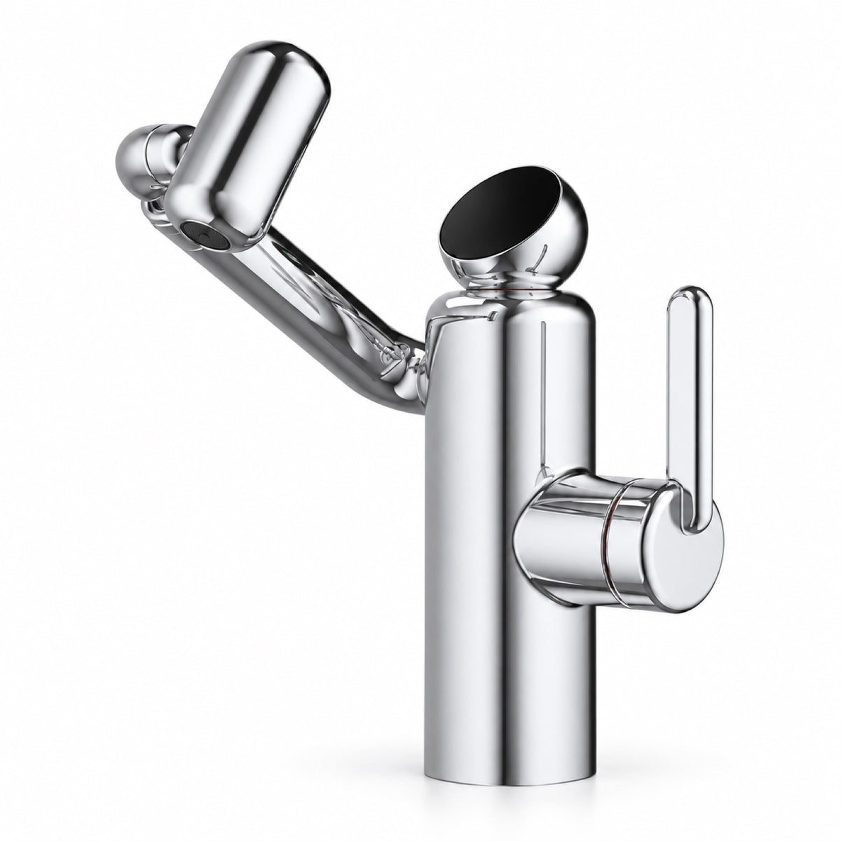 FILER Articulated Basin Faucet with Digital Temperature Display — Standard / Silver — white-background product view