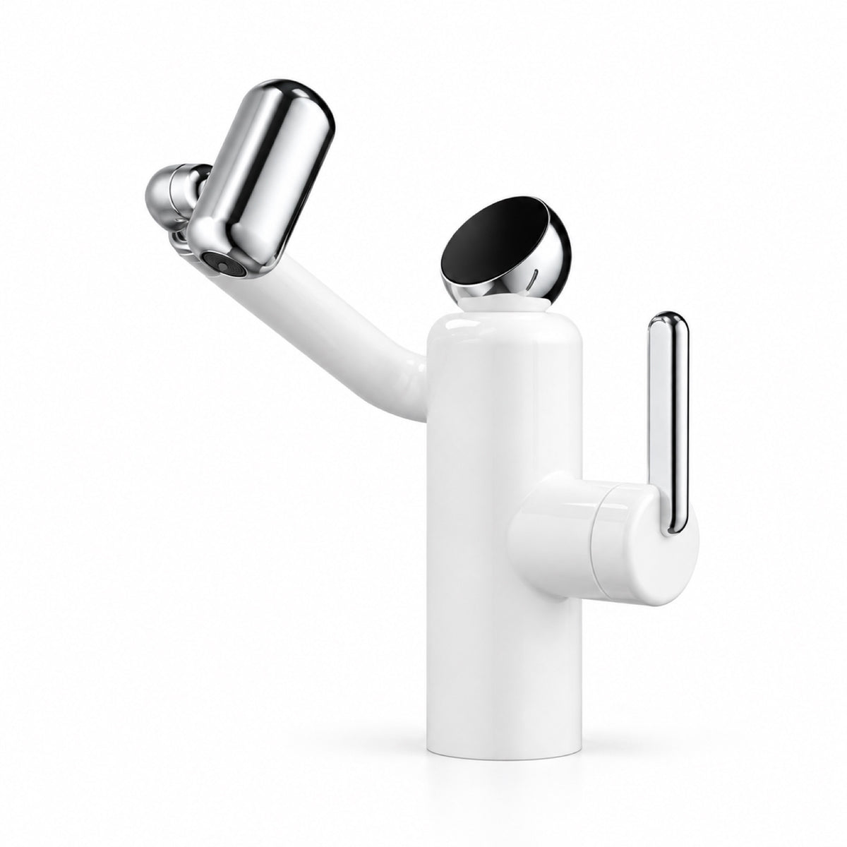 FILER Articulated Basin Faucet with Digital Temperature Display — Standard / White — white-background product view