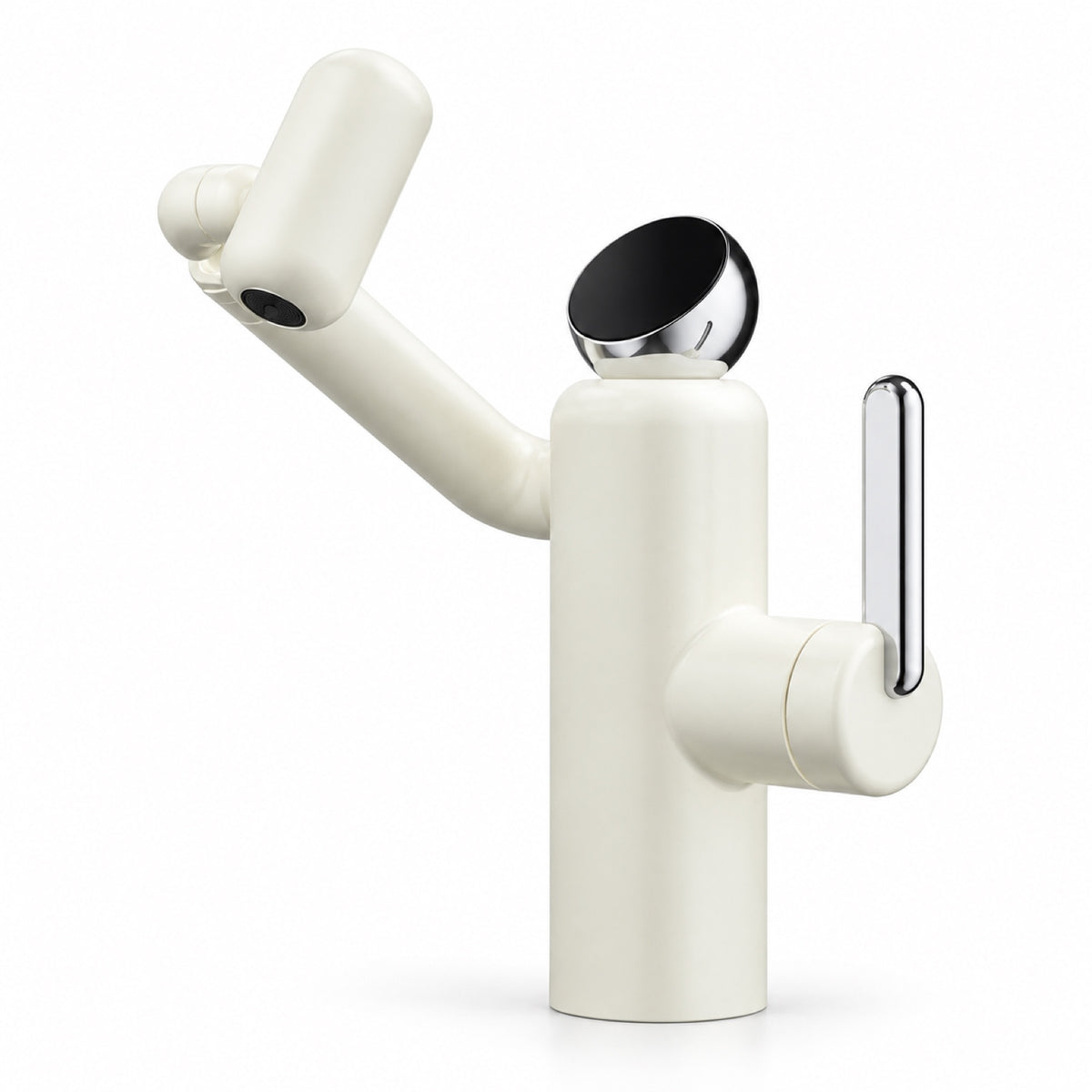 FILER Articulated Basin Faucet with Digital Temperature Display — Standard / Cream White — white-background product view