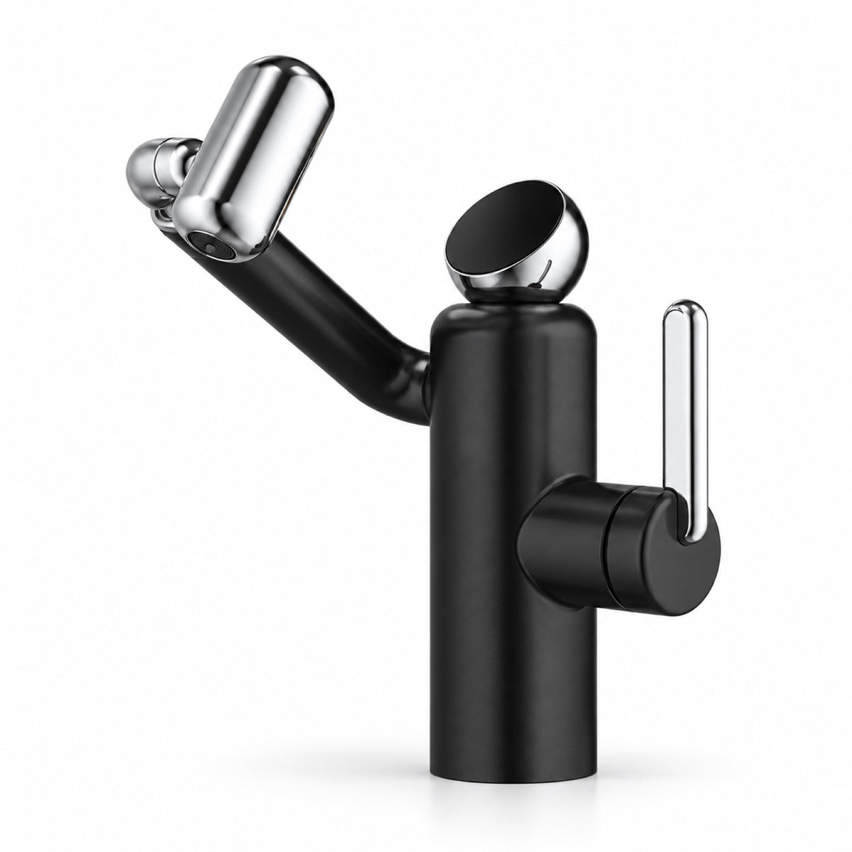FILER Articulated Basin Faucet with Digital Temperature Display — Standard / Black — white-background product view