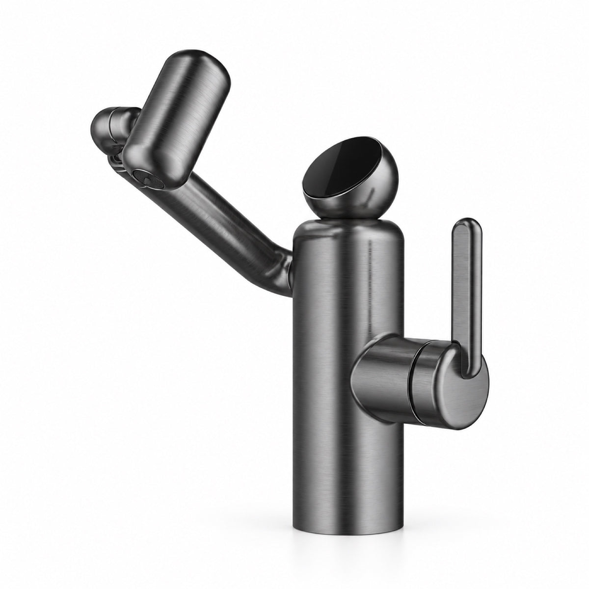 FILER Articulated Basin Faucet with Digital Temperature Display — Standard / Gunmetal Gray — white-background product view
