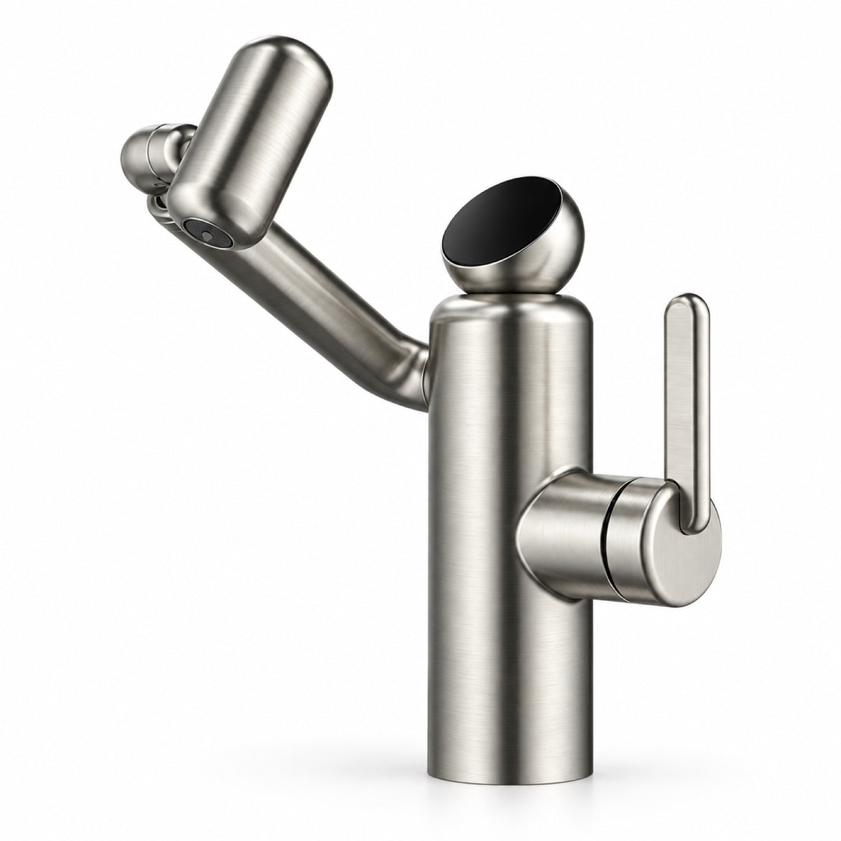 FILER Articulated Basin Faucet with Digital Temperature Display — Standard / Brushed Nickel — white-background product view