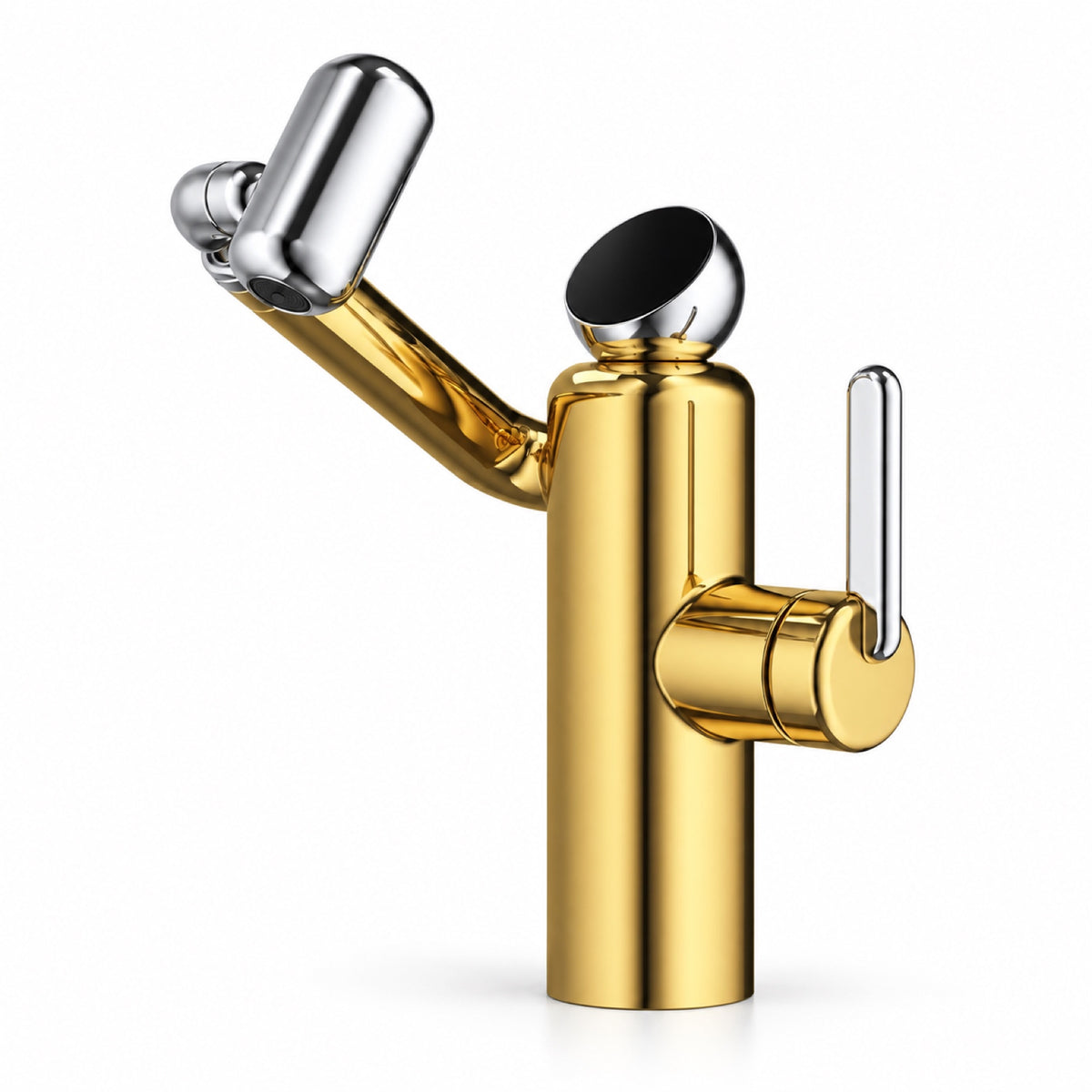 FILER Articulated Basin Faucet with Digital Temperature Display — Standard / Polished Gold — white-background product view