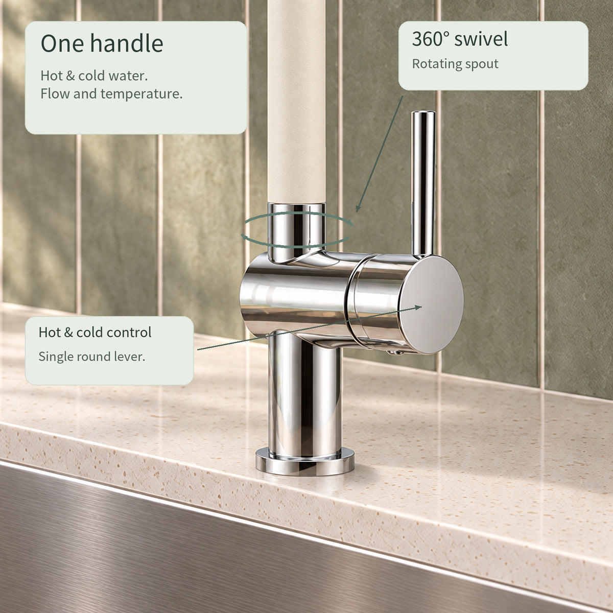 FILER Pull-Out Kitchen Faucet with Optional Filtered-Water Outlet — control detail