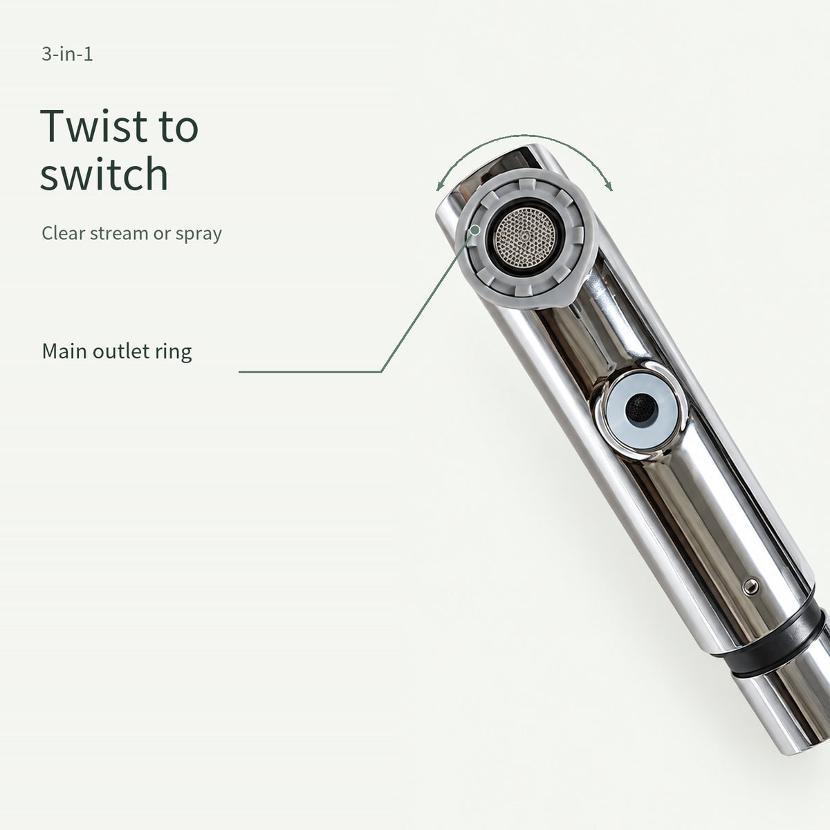 FILER Pull-Out Kitchen Faucet with Optional Filtered-Water Outlet — rotary water-mode selection