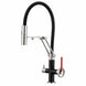 FILER articulated kitchen faucet black and silver with red lever filtered-water version white-background view
