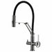 FILER articulated kitchen faucet gunmetal filtered-water version with silver lever white-background view