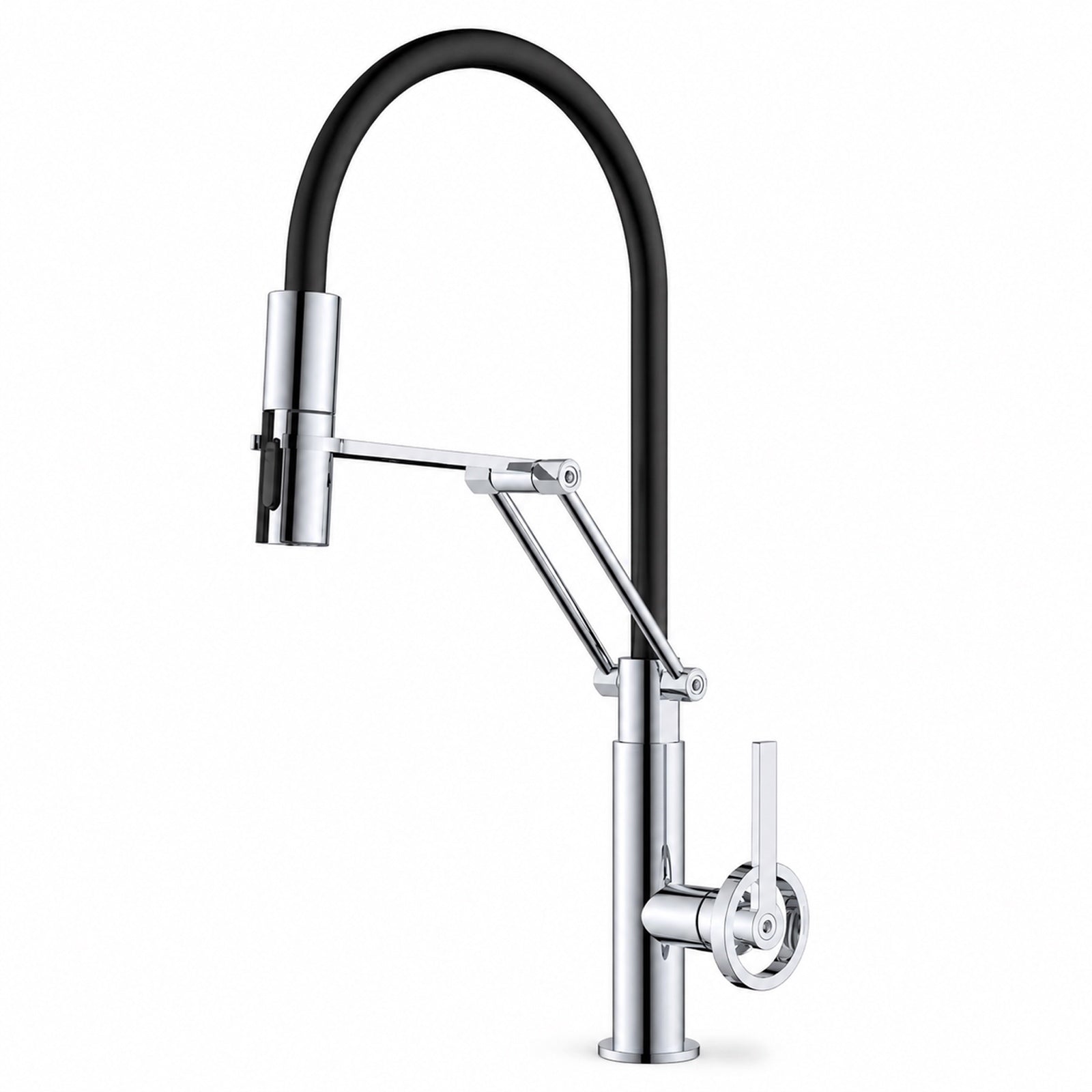 FILER articulated kitchen faucet chrome hot-and-cold-only version white-background view