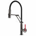 FILER articulated kitchen faucet gunmetal with red lever hot-and-cold-only version white-background view