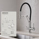 FILER articulated kitchen faucet filtered-water version dimensions