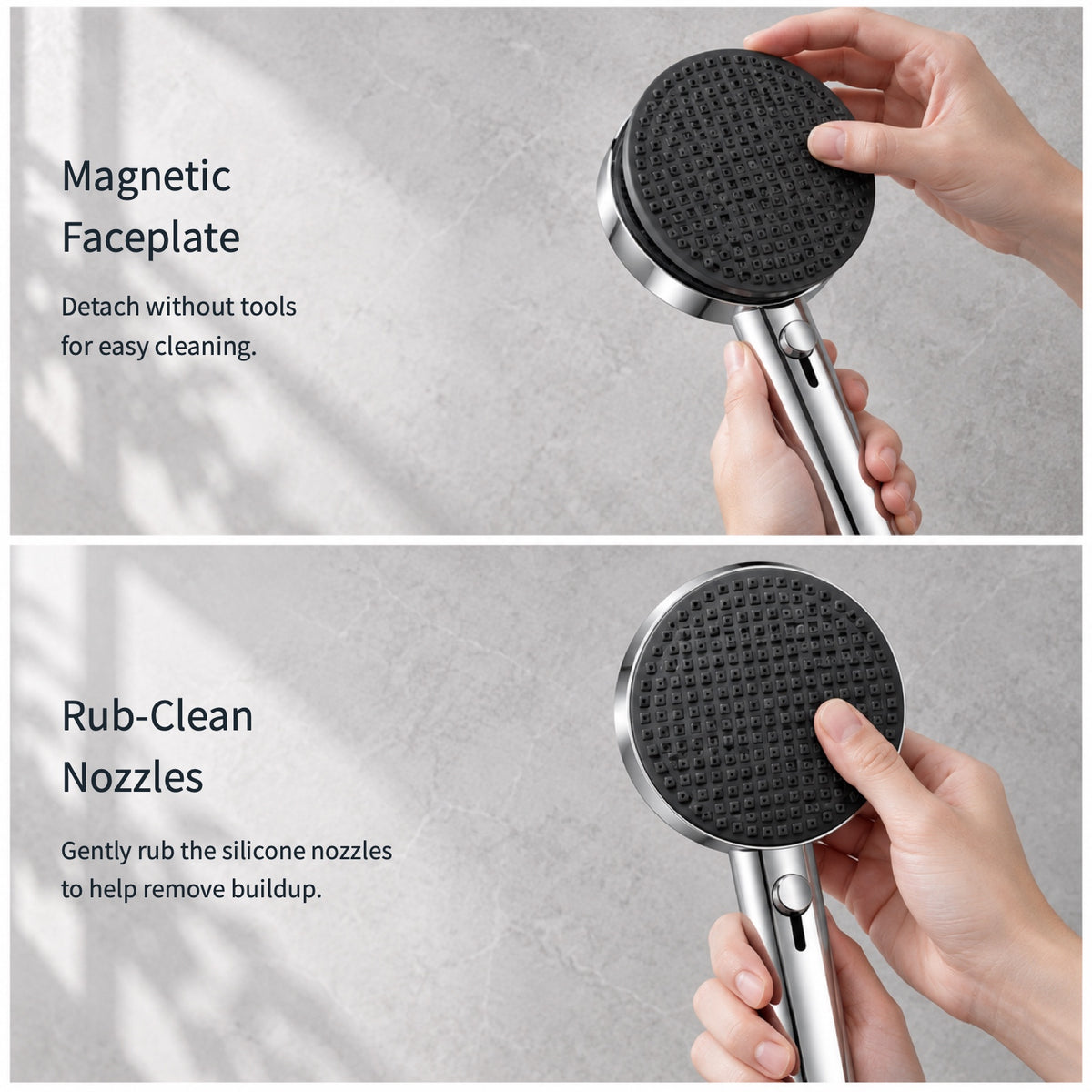 FILER magnetic faceplate removal and rub-clean nozzles