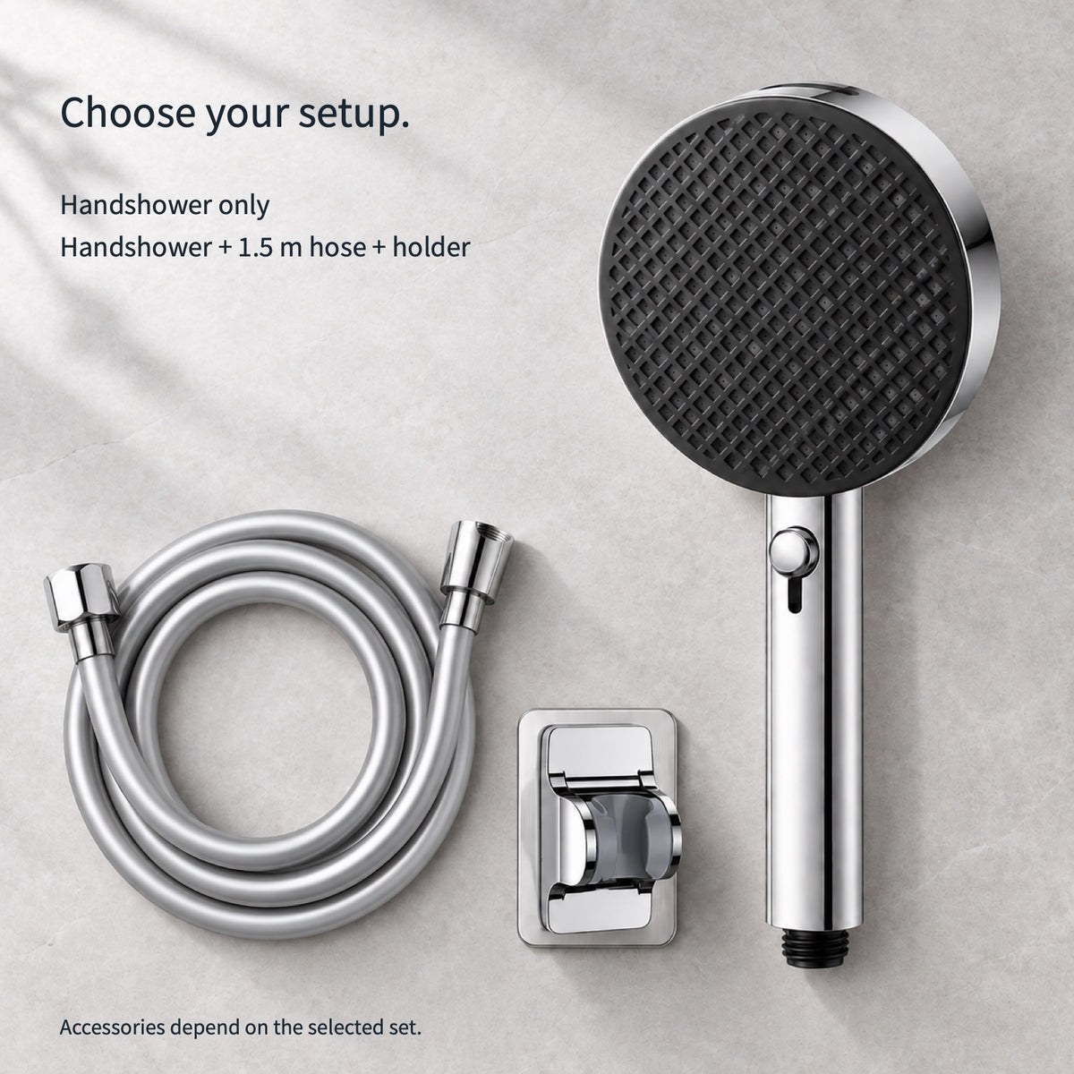 FILER handshower-only or PVC hose and holder set options