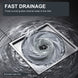 FILER spiral floor drain insert illustrated swirling water flow