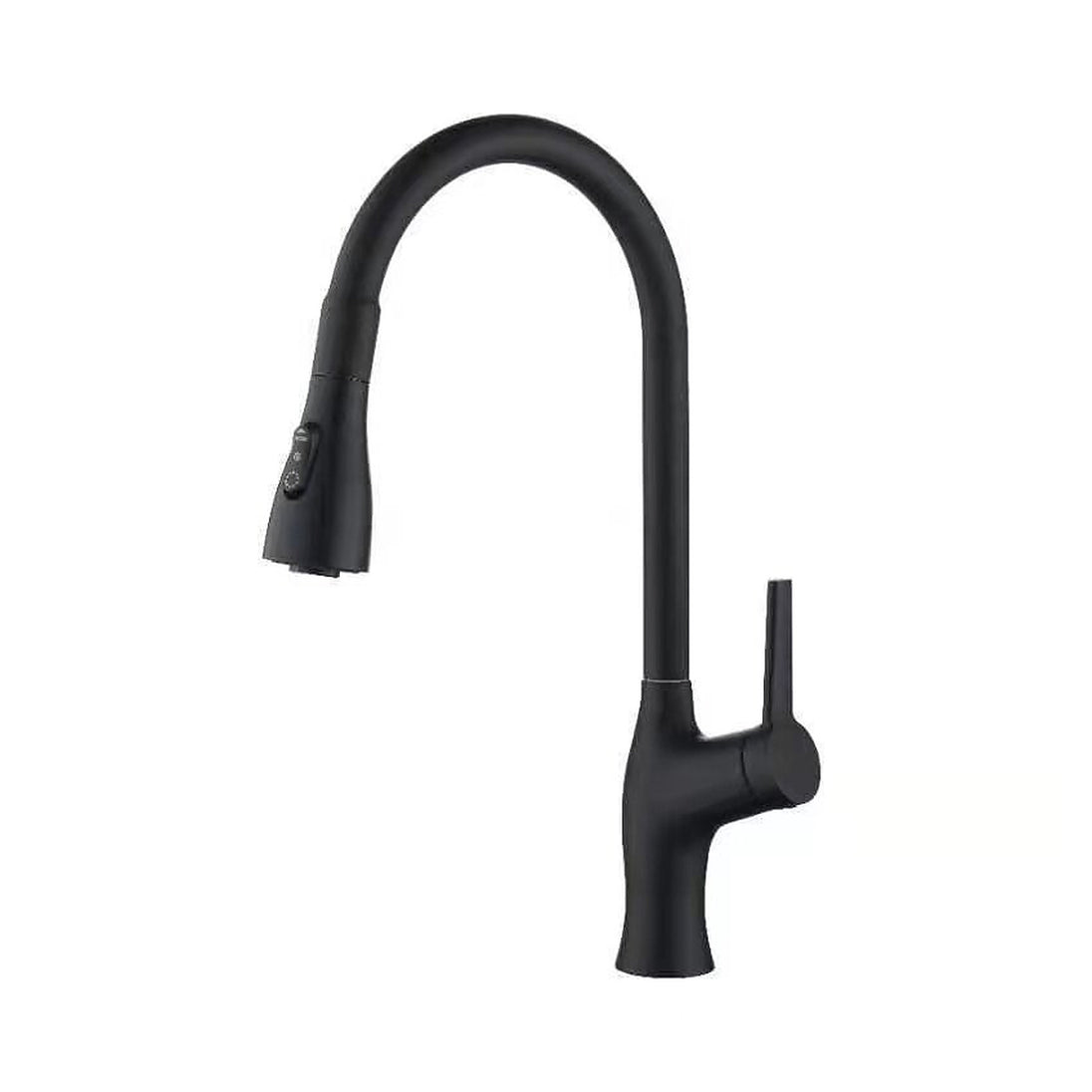 Matte black high-arc three-mode pull-down kitchen faucet