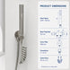 FILER rotary brass bidet sprayer brushed silver with gray coiled hose — shared supply configuration dimensions